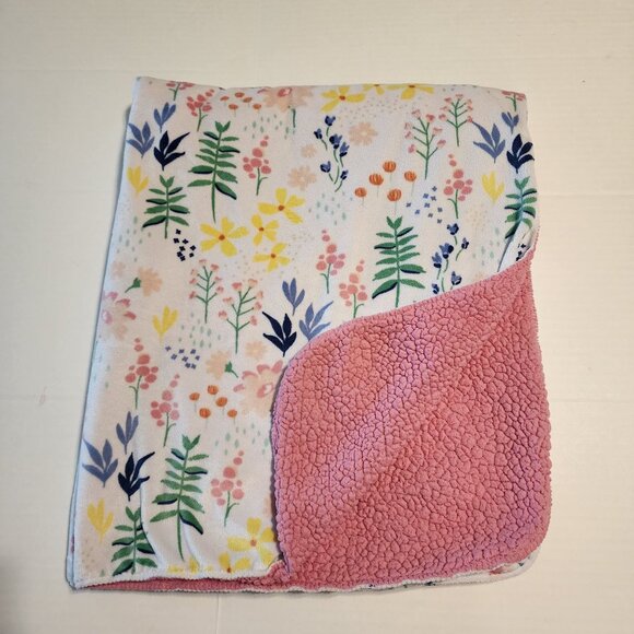Cloud Island baby blanket pink sherpa floral flowers - Picture 1 of 3